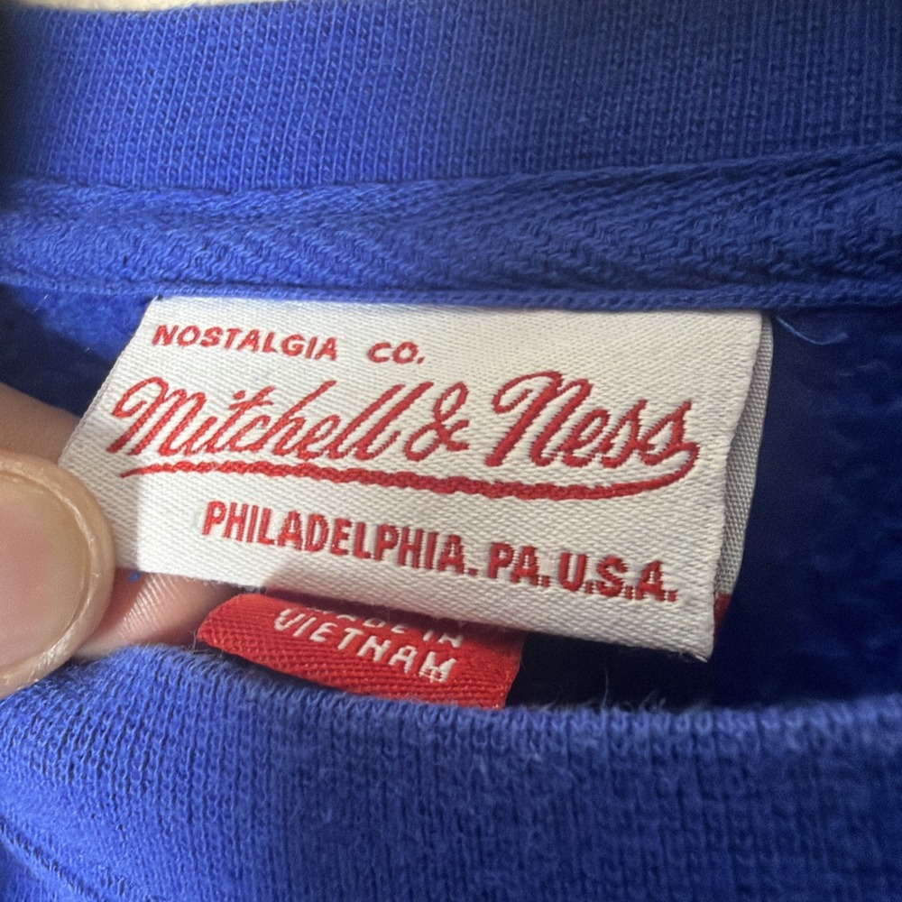 Mitchell Ness Retro Denver Broncos Crewneck Sweatshirt Blue Vintage Style Mens M - Picture 3 of 10